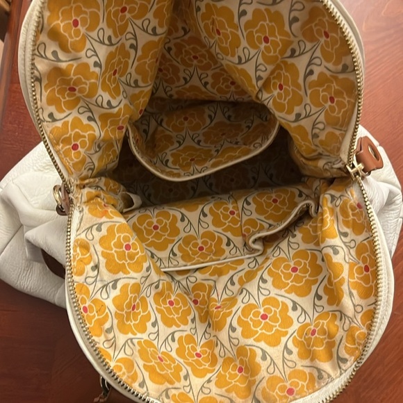 Emma Fox Genuine Leather Hobo Bag Ivory & Brown XLarge - Picture 10 of 12